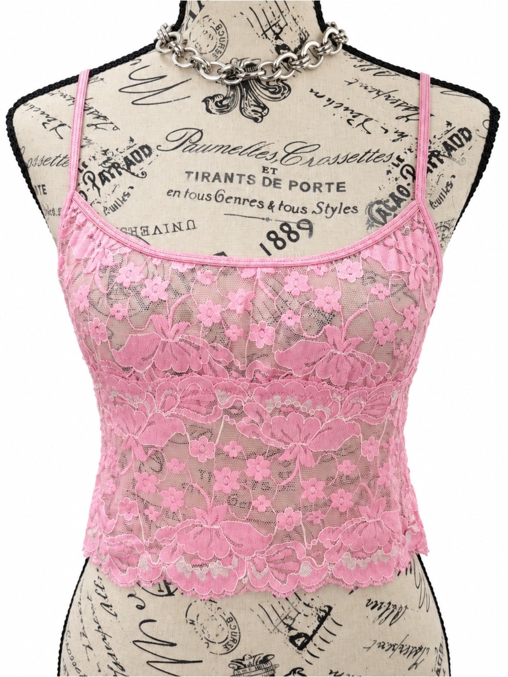 Pink Rose Pink Floral Lace Cami Tank Top